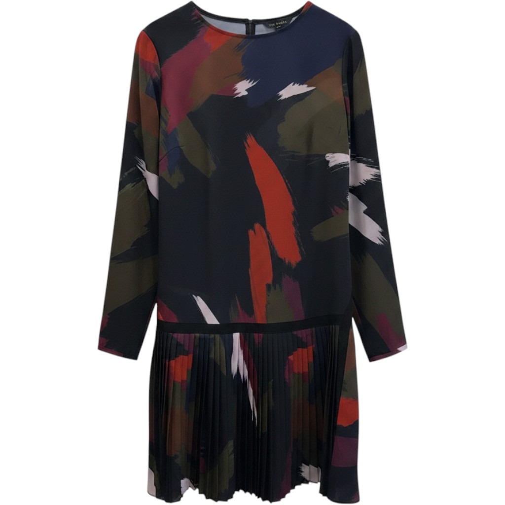 Title: Ted Baker Rosarn Amber Printed Drop Waist Pleated Tunic Dress Us 14